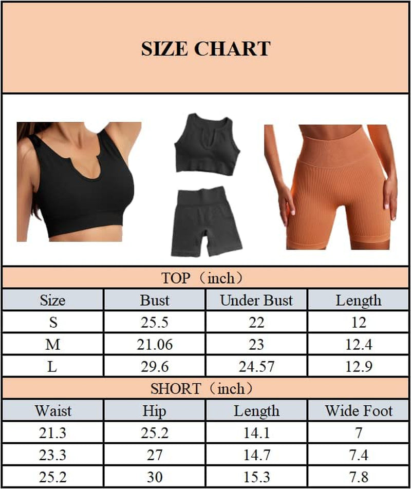  2 Piece- Neckline Sports Bra & High Waist Shorts Sets